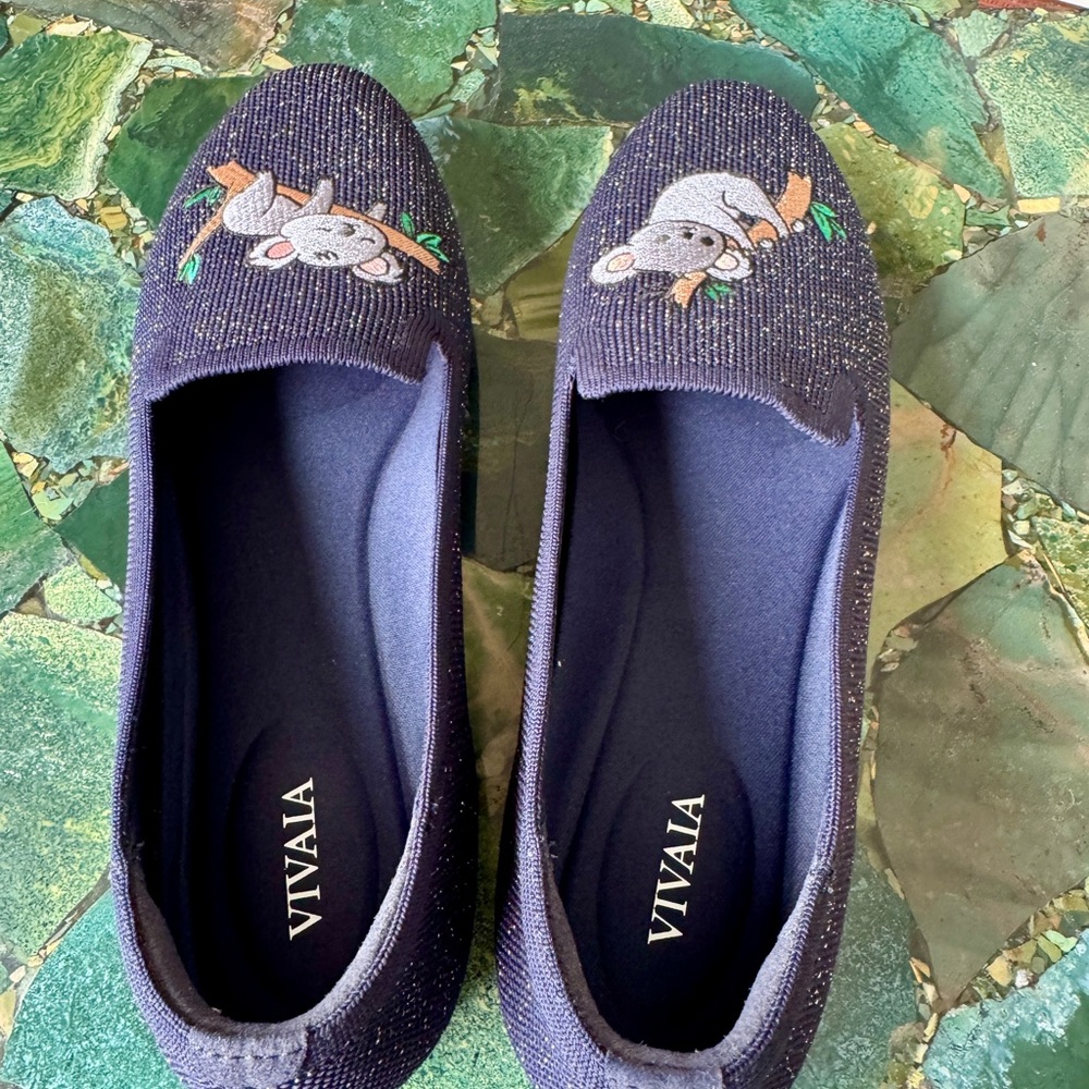 VIVAIA Navy Koala Embroidered Loafers - Picture 5 of 7